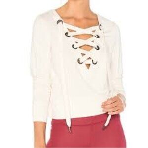 Alo Yoga Ideal Lace-up Athletic Pullover Knit Top Size S